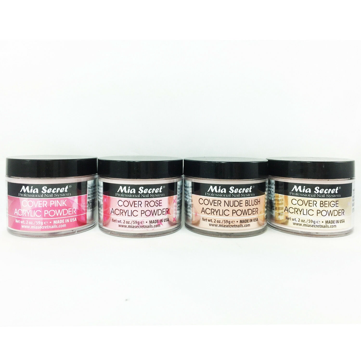 Mia Secret Acrylic Cover Powder 2 oz x 4 (Beige/Pink/Rose/Nude)