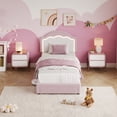 thumbnail image 2 of Bed Frame with LED Headboard, Plush Sherpa Fabric Upholstery, Slat Support (No Box Spring Needed), 2 of 8