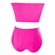 thumbnail image 3 of Traje de baño de 2 piezas para mujer, trajes de baño para mujer, traje de baño de moda de verano para mujer de color liso con relleno en el pecho y sin tirantes en la espalda. Traje de baño de nailon, 3 of 4