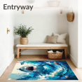 thumbnail image 3 of Flatwoven High Traffic Area Rug, Jaws Indoor with Dynamic Oceanic Motifs and Splash, Non Slip, Stain Resistant, Washable Area Rugs for Living Room, Bedroom(Blue, 5X7), 3 of 8
