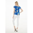 thumbnail image 2 of Women's Hawaiian Off-Shoulder Ruffle Muumuu Top in Hibiscus Blue L, 2 of 5