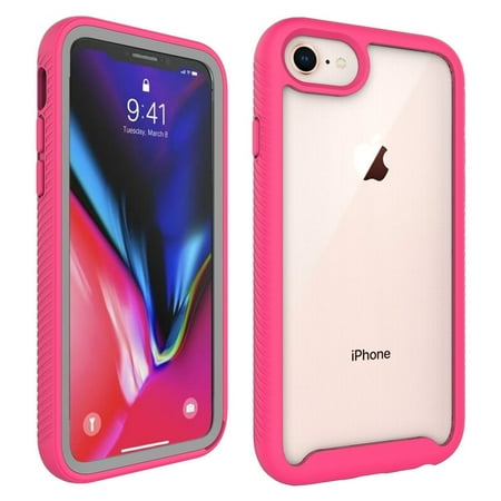 Xpression Apple iPhone 8, iPhone 7, iPhone 6/6S Phone Case 3 layers Hybrid Cornes TPU Bumper Electroplating Shockproof Rubber Pink Transparent Protective Phone Case Cover