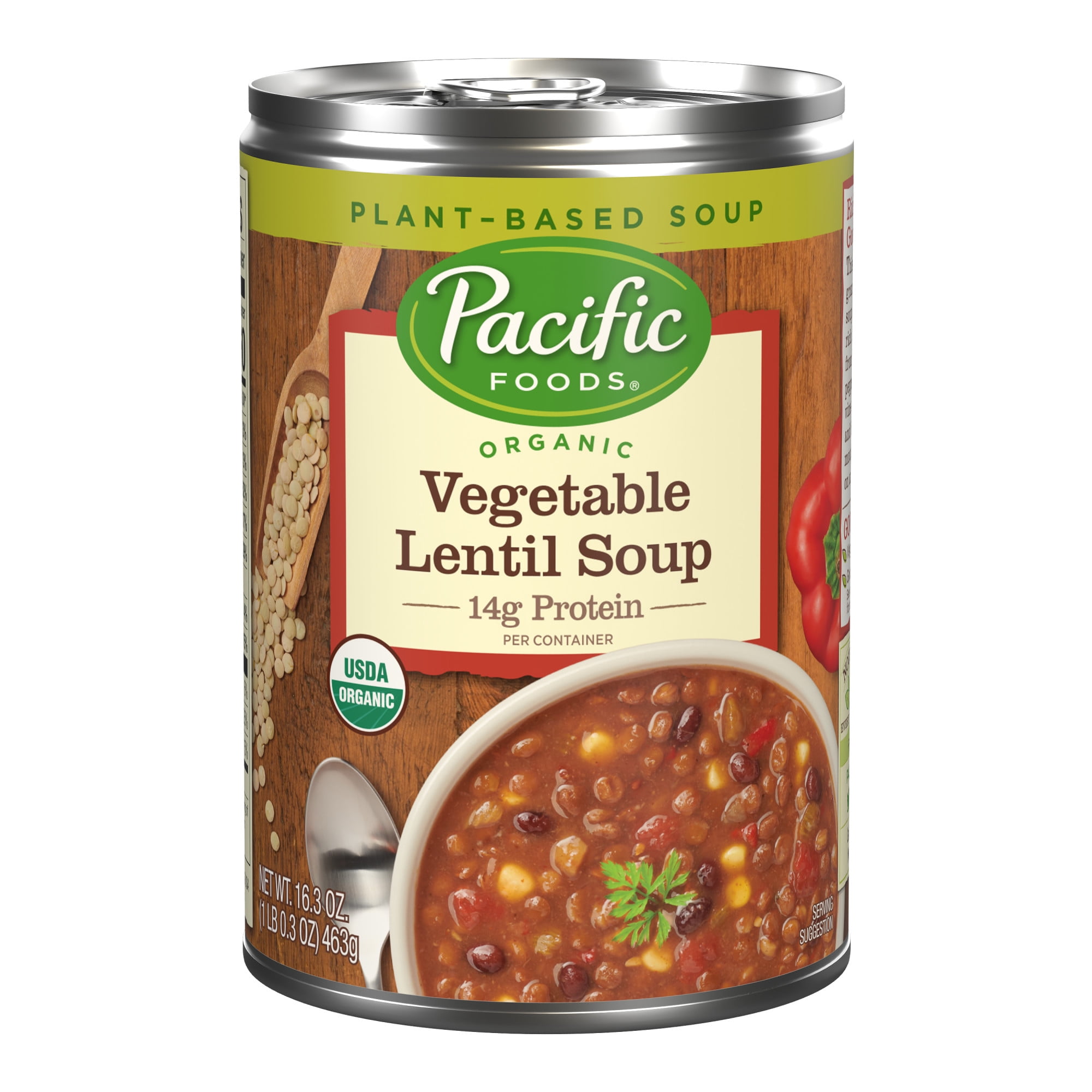 Pacific Foods Organic Vegetable Lentil Soup, Vegan Soup, 16.3 Oz Can