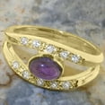 thumbnail image 5 of LBG British Made Traditional 14k Yellow Gold Ring with Natural Amethyst & Cubic Zirconia Womens Promise Ring - 33 size options - Size 4.25, 5 of 7