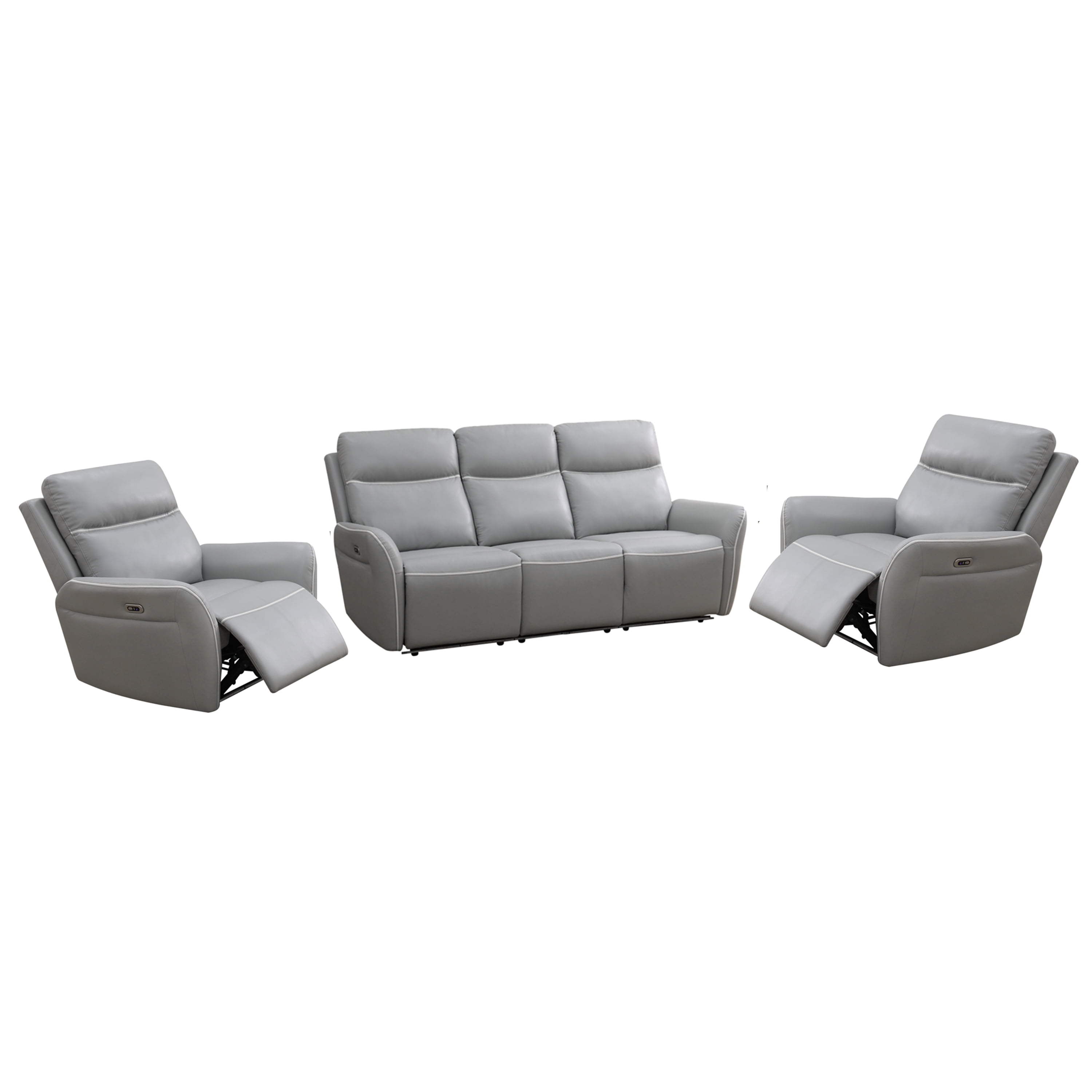 Gewnee Air Leather Recliner Sofa Set Power Reclining Sofa with Two Chair 3 Piece Reclining Living Room Set for Home Theater