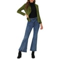thumbnail image 2 of Unique Bargains Women's Faux Suede Jacket Open Front Lapel Draped Cardigan Blazers XL Army Green, 2 of 6