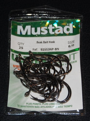 Mustad Classic Beak/ Octopus Bait Hook 92553-NI 1X Strong Fishing Hook 50 Pack 