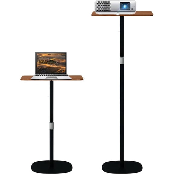 Small Laptop Standing Desk, Adjustable Height Pedestal End Table with Wooden Top,Portable Tall Side Table Workstation, Sit-Stand Desks for Bedside,Sofa,Couch, Living Room, Bedroom, Home Office, Brown
