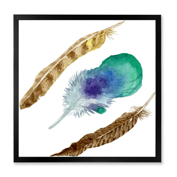 Designart 'Abstract Bird Feather From Wing Isolated' Bohemian & Eclectic Framed Art Print