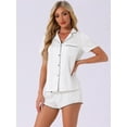 thumbnail image 3 of DARING DIVA Women's Satin Front Single Pocket Pajamas Sets 2XL White Pattern 1, 3 of 7