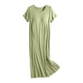 thumbnail image 1 of AWZXDE Chemise de Nuit une Pièce d'Été pour Femmes, Longueur Genou, Ample, Grande Taille, Manches Courtes, avec Soutien-Gorge Intégré, Mode Simple, Col Rond, Vert, TG, 1 of 5
