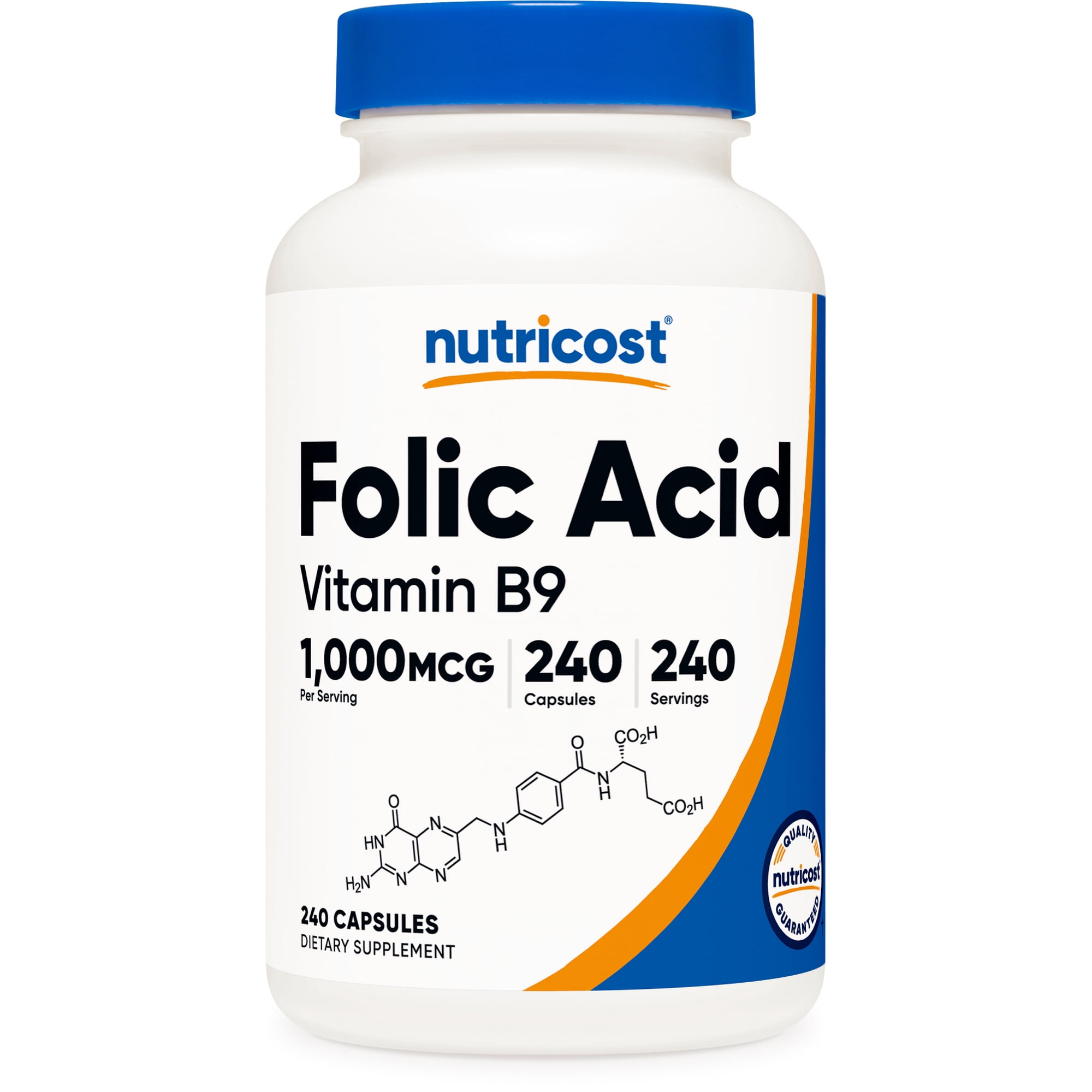 Nutricost Folic Acid (Vitamin B9) 1000 mcg, 240 Capsules - Gluten Free, Non-GMO Supplement