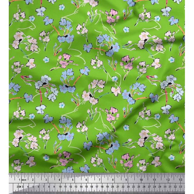 Soimoi Rayon Fabric Artistic Floral Printed Fabric 1 Yard 56 Inch Wide