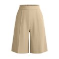 thumbnail image 7 of vigerkar High Waist Bermuda Shorts Women Knee Length Wide Leg Dressy Casual Summer Pleated Front Work Shorts with Pockets, Tailored Office & Beach Versatile (Beige, M), 7 of 7