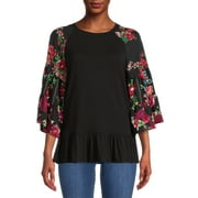 The Pioneer Woman Mixed Media Long Sleeve Top
