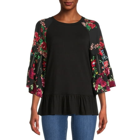 The Pioneer Woman Mixed Media Long Sleeve Top