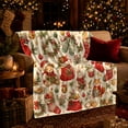 thumbnail image 3 of Christmas Watercolor Animals Teddy Bear Fox Holiday Scene, Festive Holiday Scene, Warm Flannel Blanket for Living Room and Reading Nook, Art Lovers Christmas Gift, Festive Home Decor, 3 of 9