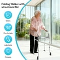 thumbnail image 3 of Folding Walker with 5" Wheels, Lightweight Aluminum Walker with 8 Height Adjustable, 300lbs Load, 3 of 9
