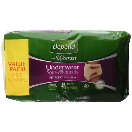 Depend for Women Underwear Maximum, Extra Large, Case/52 (2 Value Packs of 26)
