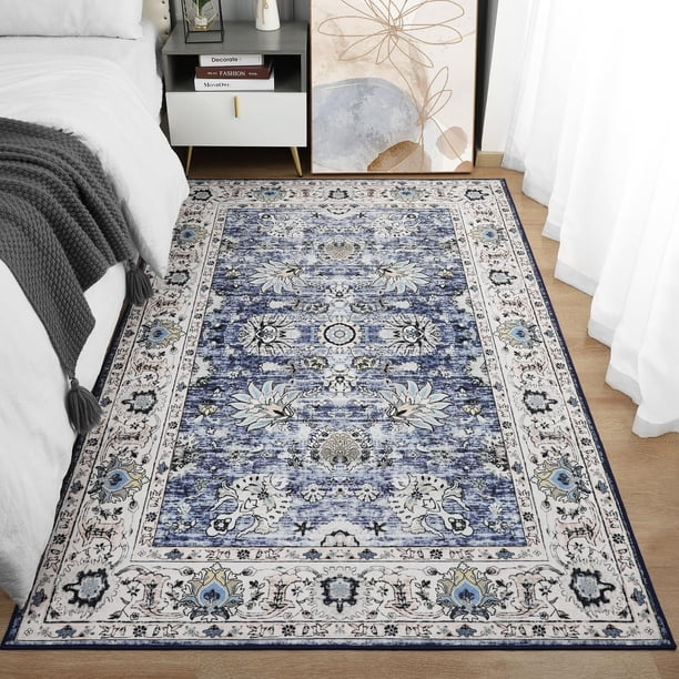 Alfombra de Área ULTSOFE Boho Lavable a Máquina 120x180cm Multicolor Azul