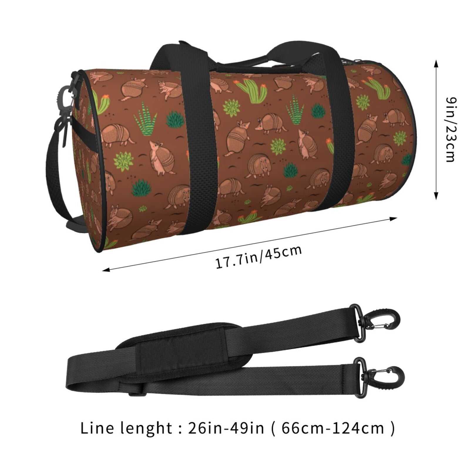 Vsdgher Cute Armadillos 45L Foldable Duffel Bag, Sports Gym Bag,Overnight Bag, Portable Weekender Bag for Airplanes