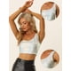 thumbnail image 3 of Top corto metalizado Allegra K blusa de fiesta de un hombro mujer Plata S, 3 of 6