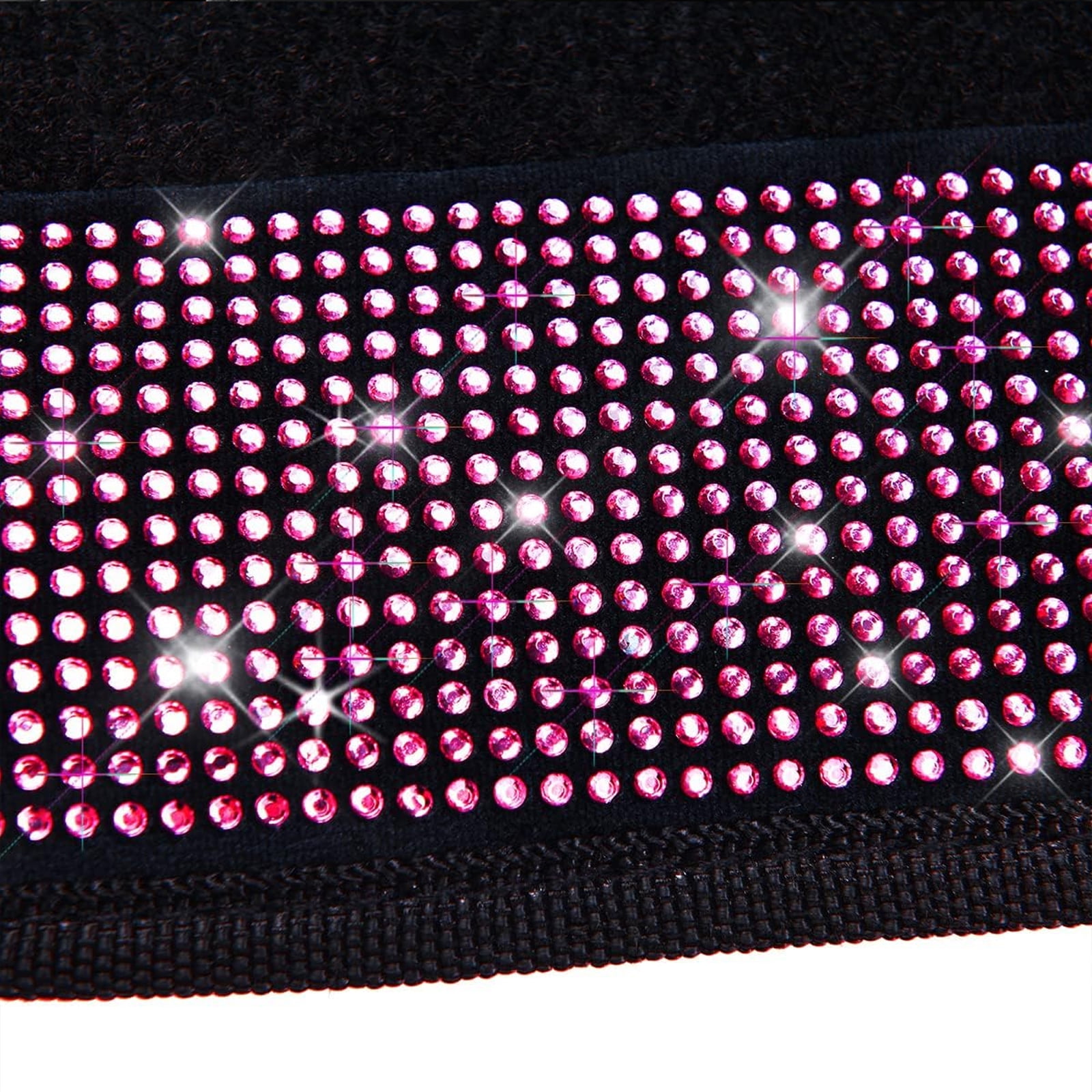 Car-Grand Bling Rhinestone Diamond car floor mats shining carpet sparkly glitter crytal with anti-slip heel waterproof universal fit cute girl women 4pcs Pink