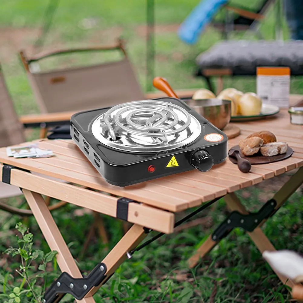 Wallfire Portable Heating Hot Plate Stove, 1000W Countertop Single Flat Electric Hot Burner, 5 Temperature Adjustments,  Electric Single Burner for Dorm Office Home Camp,Black