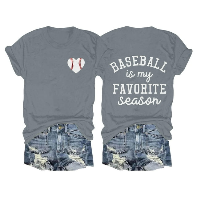 T-Shirt à Manches Courtes pour Femmes Seductiva Liquidation pour Femmes T-Shirt de Baseball pour Femmes Est Ma Saison Préférée Haut de Baseball
