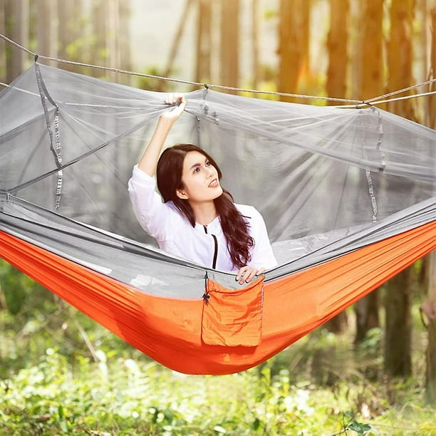 Hamaca con mosquitero, hamaca doble para acampar, mosquitero, mosquitero, impermeable, portátil y liviano para caminatas, viajes, actividades al aire libre | Bodega Aurrera en línea