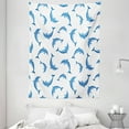 thumbnail image 1 of Sea Animals Tapestry, Pattern with Dolphins Illustration Ornamental Nature Under the Sea Wildlife, Wall Hanging for Bedroom Living Room Dorm Decor, 60W X 80L Inches, Blue White, by Ambesonne, 1 of 2