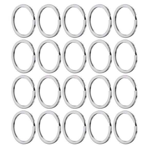 KAKOWELY 100Pcs Key Split Round Rings Metal Key Rings Durable Flat Key Rings for Key Chains,0.98"X0.98"X0.08"