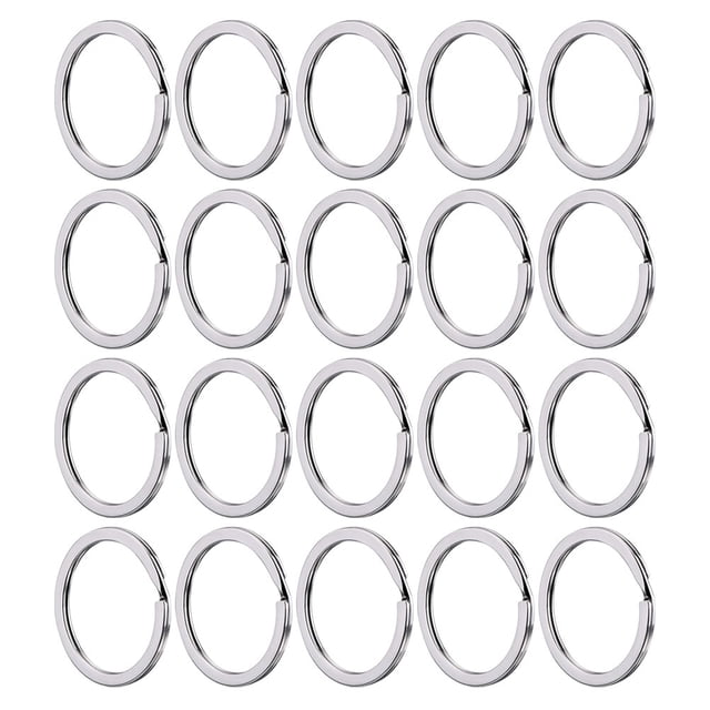 KAKOWELY 100Pcs Key Split Round Rings Metal Key Rings Durable Flat Key Rings for Key Chains,0.98"X0.98"X0.08"