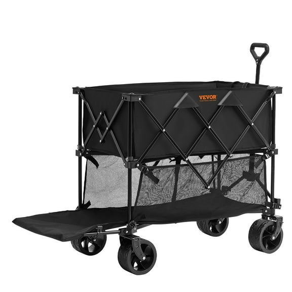 Heavy Duty Folding Wagon 400L, All-Terrain Collapsible Cart with 52" Extender Handle, 350LBS Weight Capacity for Outdoor, Garden, Shopping