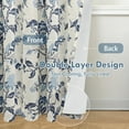 thumbnail image 2 of DriftAway Ada Floral Botanical Print Flower Leaf Lined Thermal Insulated Room Darkening Linen Blend 100% Blackout Back Tab Window Curtains 2 Layers Set of 2 Panels Each 52 Inch by 96 Inch Navy, 2 of 8