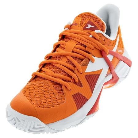 Diadora Women`s B.Icon AG Tennis Shoes Vermillion Orange and White ( 6.5 )