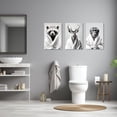 thumbnail image 2 of ZHONGYUTONG Bathroom Animal Wall Art 3 Pieces Cute Raccoon Deer Monkey Wearing Bathrobe Funny Poster Black White Canvas Prints for Toilet Restroom Framed (24.00" x 36.00" x 3PCS), 2 of 7