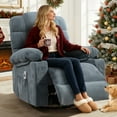thumbnail image 6 of Swivel Rocker Recliner, LEGAHOME Modern Manual Recliner Chair with Heat and Massage, 360° Swivel & 30° Rocking Nursery Guilder Recliner with Cup Holder, 22.8in Wide Seat, Blue, 6 of 8