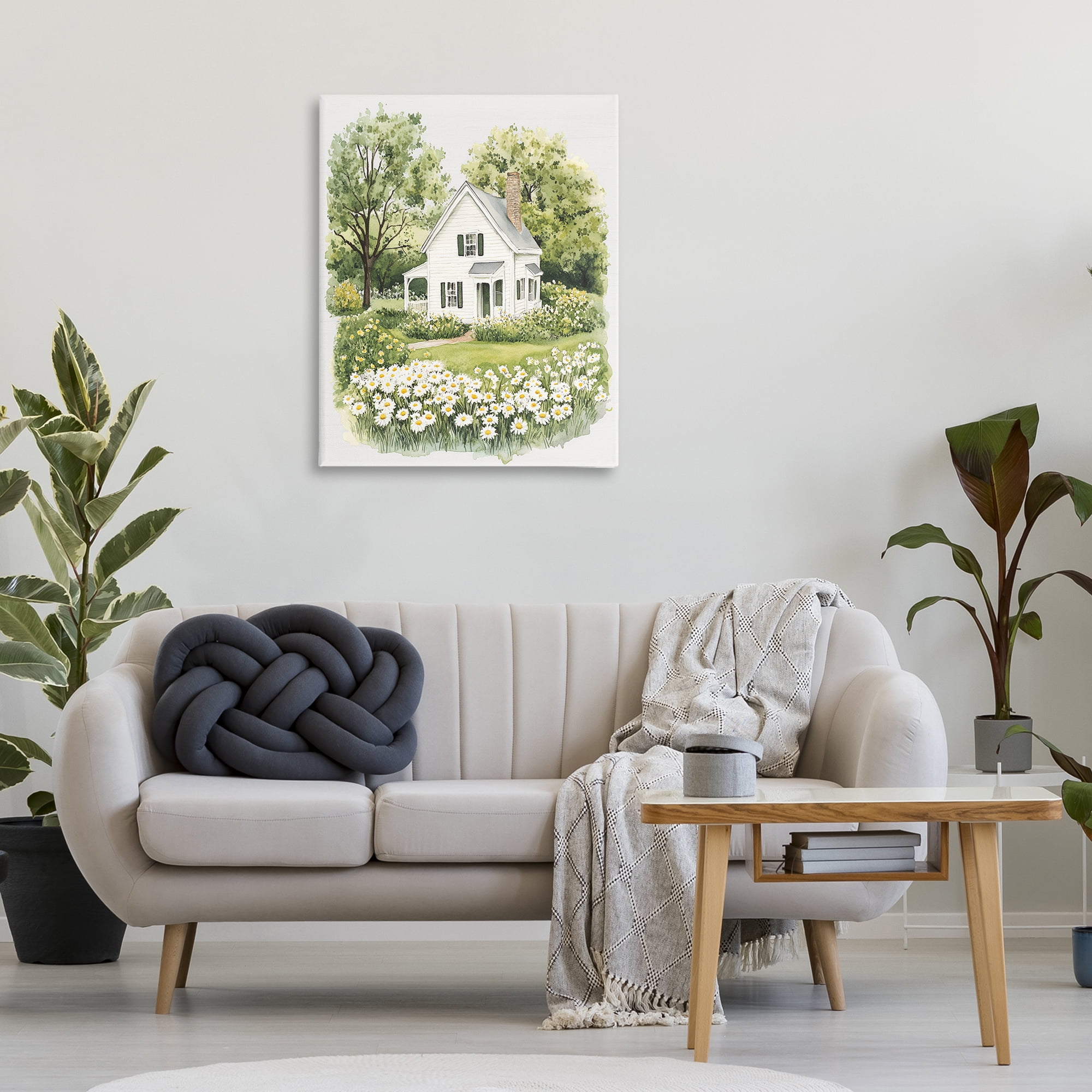 Quaint Countryside Cottage Garden Canvas Wall Art, design by Lettered and Lined