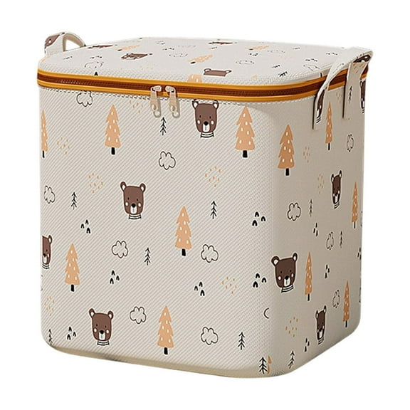 Oggfader Heavy Duty Collapsible Storage Bag with Reinforced Handles, Double Zipper - 20x20x20 Inch Khaki for Clothes, Quilts, Moving, Travel