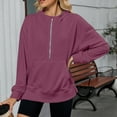 thumbnail image 6 of Godom Women's Sweatshirt Quarter-Zip V Neck Fleece Pullover Hoodie Oversized Hoodies, 6 of 7