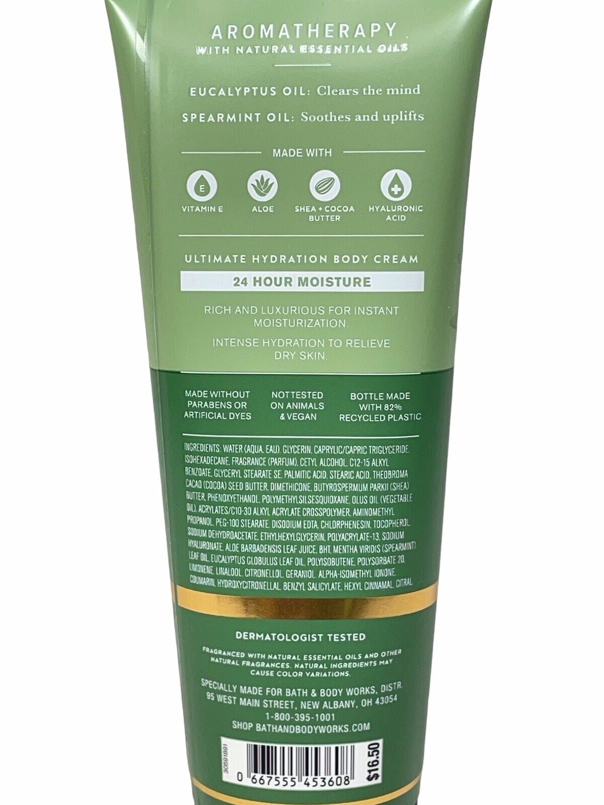 Bath and Body Works 2 Pack Aromatherapy Stress Relief Eucalyptus & Spearmint Body Cream. 8 Oz.