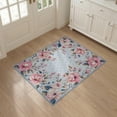 thumbnail image 3 of ODIKA 3'x5' Pink Lattice Scrolled Vintage Boho Trellis Border Damask Scroll Washable Accent Rug None Pet Friendly, Non-Shedding Mat for Bedside, Nursery Room, 3 of 7