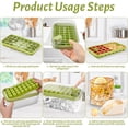 thumbnail image 2 of Jinsinto Ice Cube Tray with Lid, Food Grade Silicone Ice Cube Mold, Flexible Base for Easy Release, Reusable, 64 Stackable Ice Cubes with Ice Cube Tray (Green), 2 of 5