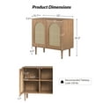 thumbnail image 6 of Wooden Sideboard 32" Tall 2 Arch Rattan Door Storage Accent Cabinet Credenzas Buffet for Livingn Room Oak, 6 of 8