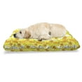 thumbnail image 1 of Yellow Flower Pet Bed, Floral Spring Narcissus and Daffodil Jonquil Blooms Striped Backdrop, Resistant Pad for Dogs and Cats Cushion with Removable Cover, 24" x 39", Yellow Apple Green, by Ambesonne, 1 of 4