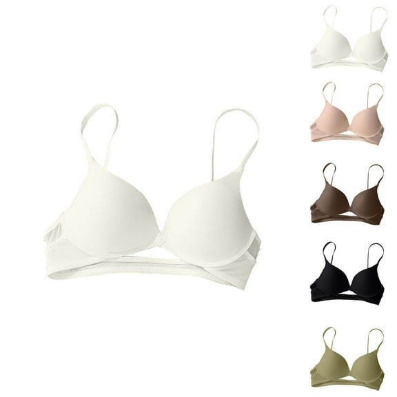 Bixock Womens Wireless Jelly Bras Solid Color Fashion Front Closure Lifting Push Up Bra Side Breast Control Sagging Resisting Soft Daily Bras