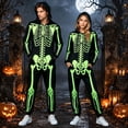 thumbnail image 2 of Norvella Mens Halloween Jumpsuits Neon Skeleton Print Crewneck Long Sleeve Zip Up One Piece Outfits Relaxed Fit Casual Party Trick Or Treat Rompers, 2 of 6