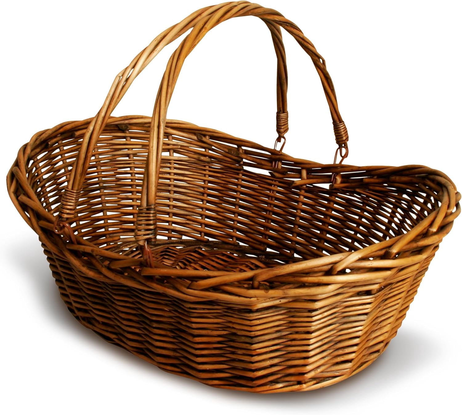 HOWEN- Small Light Brown Hand Woven Wicker Basket for Storage with Handles - Woven Basket - Wicker Baskets for Picnics, Easter, Organizing, and More (14 x 5.5 inches)