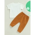 thumbnail image 4 of Bagilaanoe 2Pcs Toddler Baby Boy Long Pants Set Letters Print Short Sleeve T-Shirt Tops + Sweatpants 12M 18M 24M 3T Kids Casual Outfits, 4 of 9